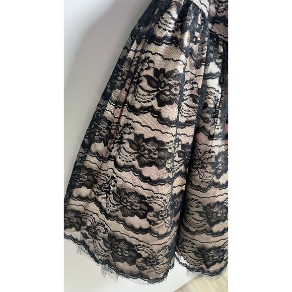VTG 90s JESSICA MCCLINTOCK GUNNE SAX Dress Strapless Black Lace Overlay Mini Sm - Picture 5 of 12